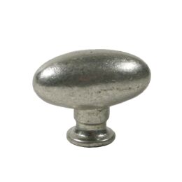 Knop ovaal 40mm oud zilver