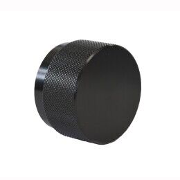 Knop rond ribbel Ø38mm   Ø50mm   en  H-30mm Mat zwart geborsteld