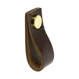 Leren Lus greep 65x25x25mm bruin / messing