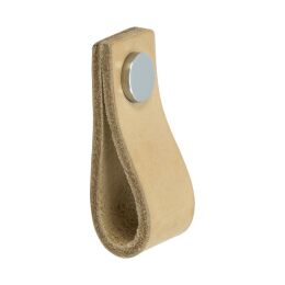 	Leren Lus greep 65x25x25mm naturel / gl.chroom