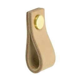 Leren lusgreep naturel/messing