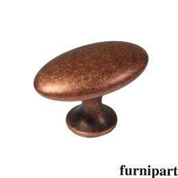 Oval knop 60x35x35mm antiek koper
