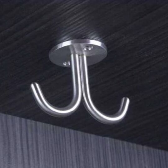 Haakje 8x65mm met plaat RVS twee haken