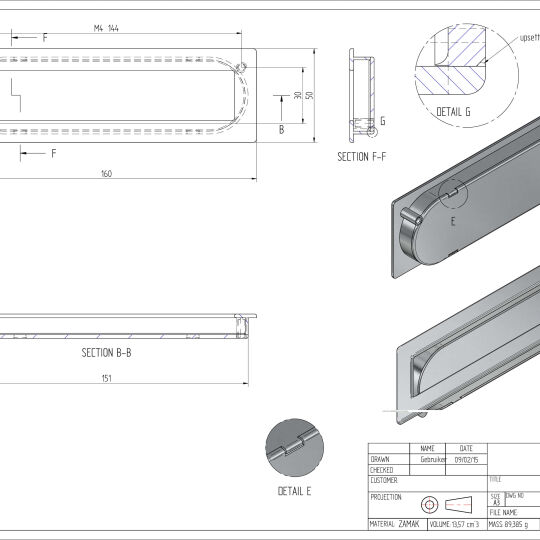 Infreesgreep 160mm RVS look