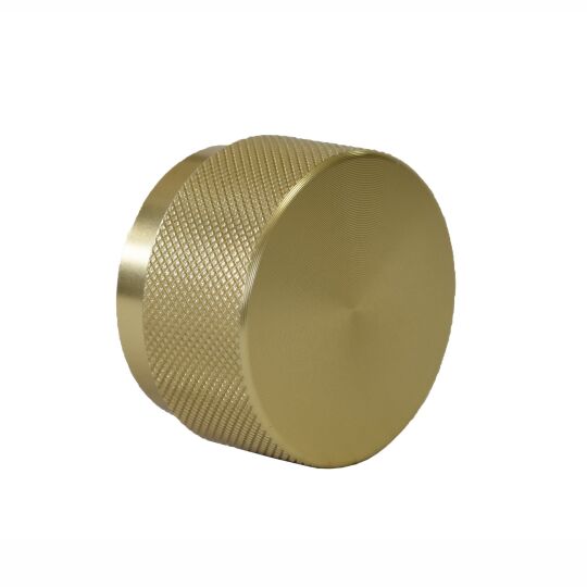 Knop rond ribbel H-30mm Messing geborsteld  leverbaar in 2 maten