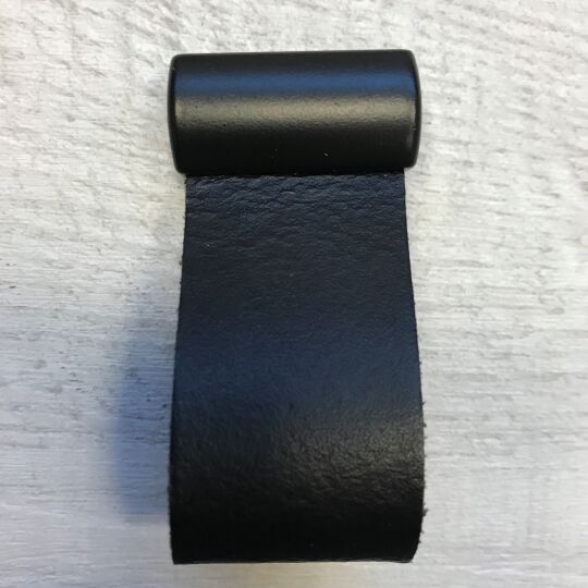 Leren lus Deluxe 31x16x57mm Mat zwart / Mat zwart