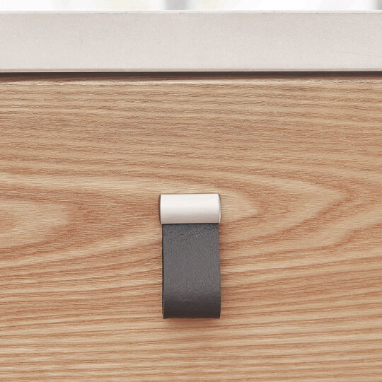 Leren lus Deluxe 31x16x57mm RVS Look / Mat zwart