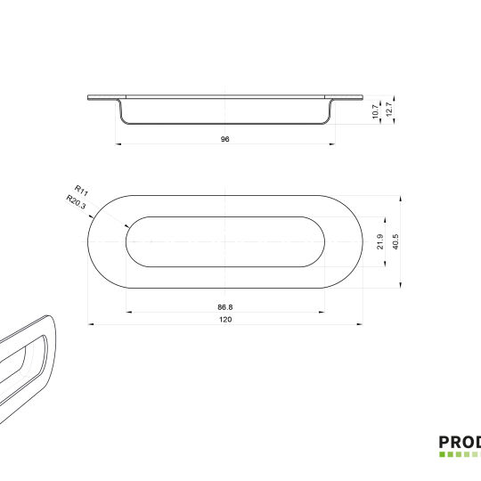 Ovale infreesgreep rvs