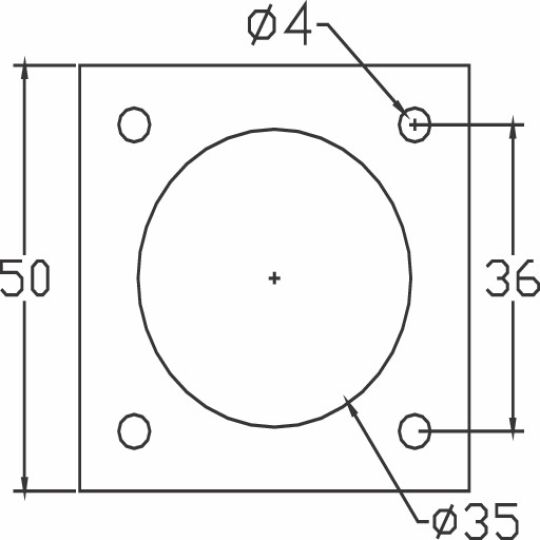 Ronde stelpoot Ø 35mm H-100mm RVS met plaat verstelbaar